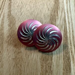 Vintage Aluminum Pink and Silver Swirl Earrings